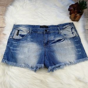 Members Only Raw Hem Fringe Jean Shorts Size 9